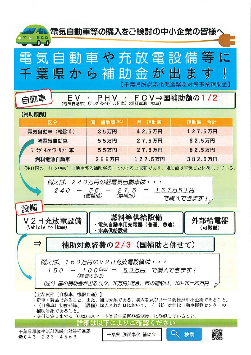 補助金】千葉県脱炭素化促進緊急対策事業補助金 | 千葉県石油協同組合